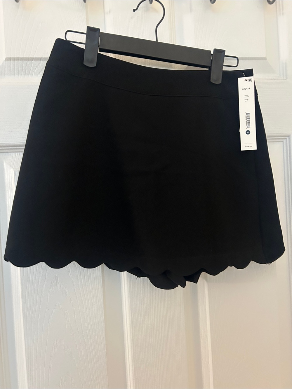 Aqua Black Scalloped Hem Skort